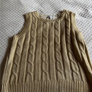 Society Metallic Cable Knit Sleeveless Sweater Vest - Gold
